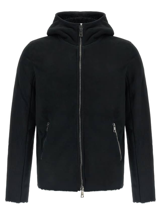 Black Lamb Leather Sweatshirt