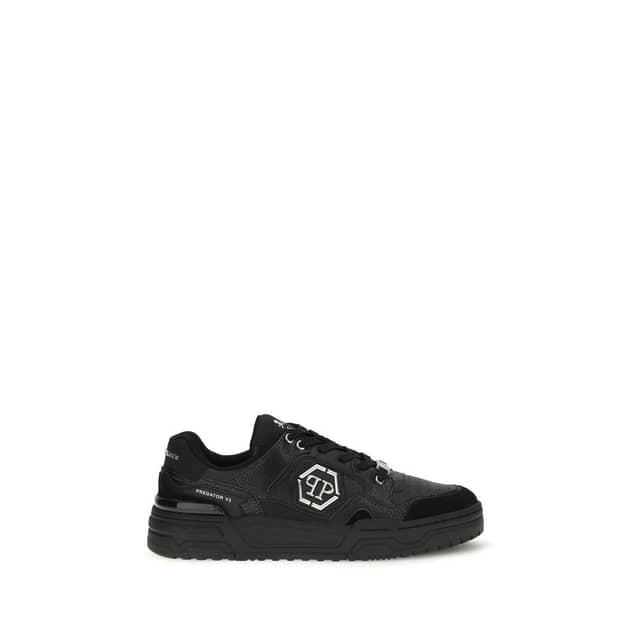 Black Polyester Low Top Sneakers