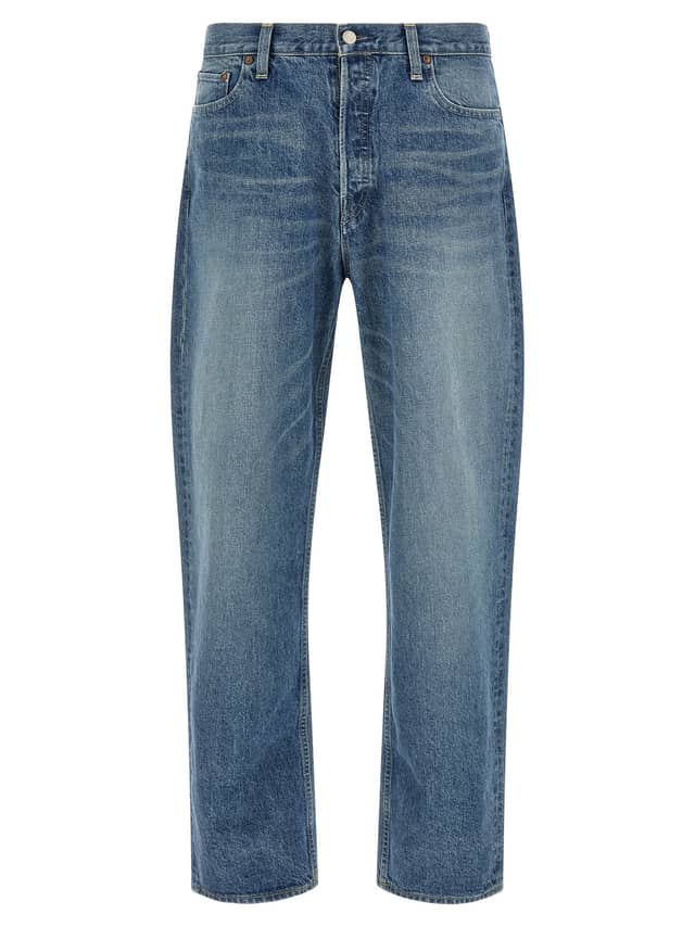 Blue Cotton Tapered Jeans