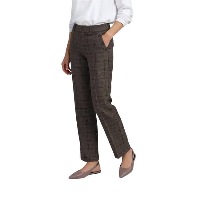 Brown Polyester Casual Pants