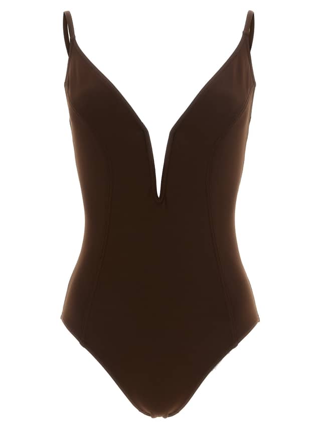 Brown Polyamide One-Piece Swimsuit