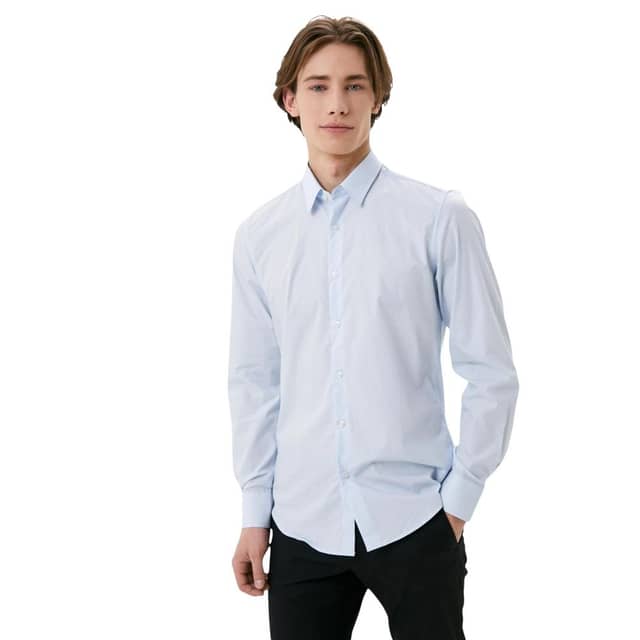 Blue Cotton Dress Shirt