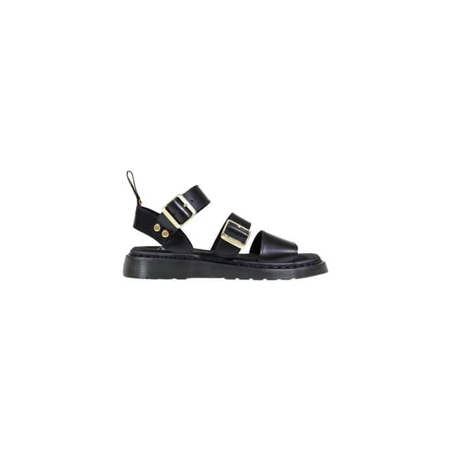 Black Leather Flat Sandals