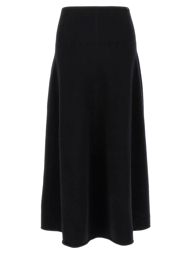Black Cashmere Midi Skirt